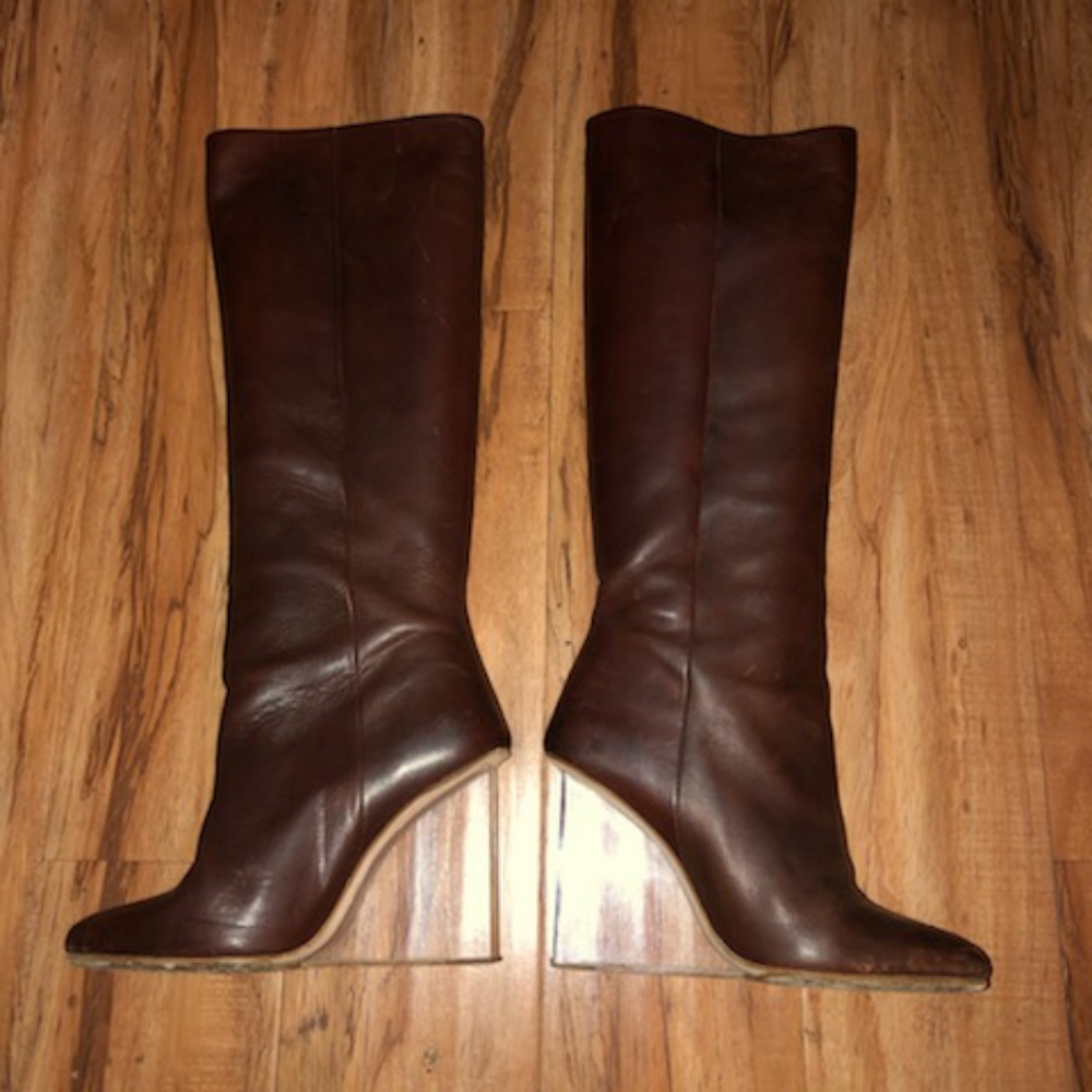 Maison Margiela × H&M - Tall Brown Leather / Lucite Heel Boota